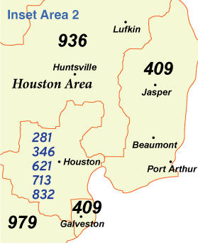 Houston Area Codes Map