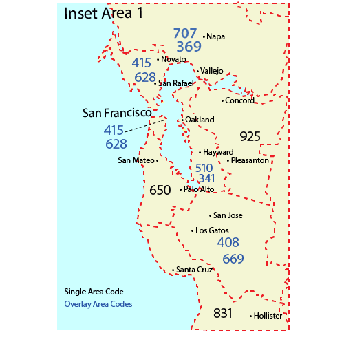 Bay Area Area Codes Map