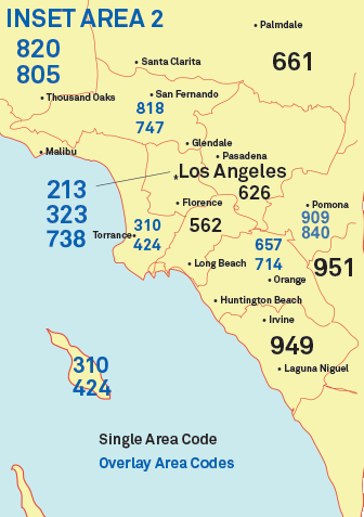 Los Angeles Area Codes Map