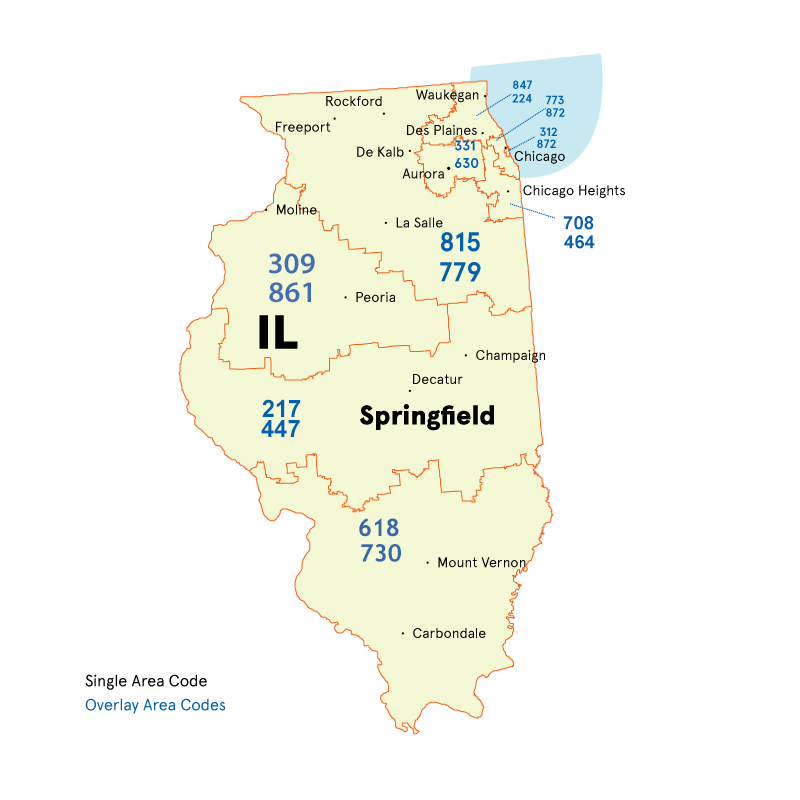 Chicago, Illinois Area Code Map